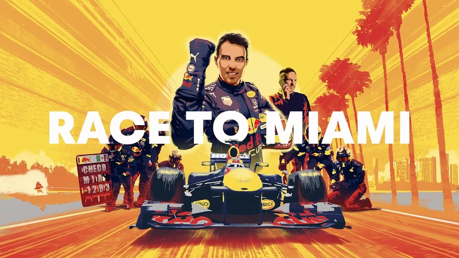 Checo Pérez viaja de Nueva York a Miami a bordo de su auto de carreras de Fórmula 1